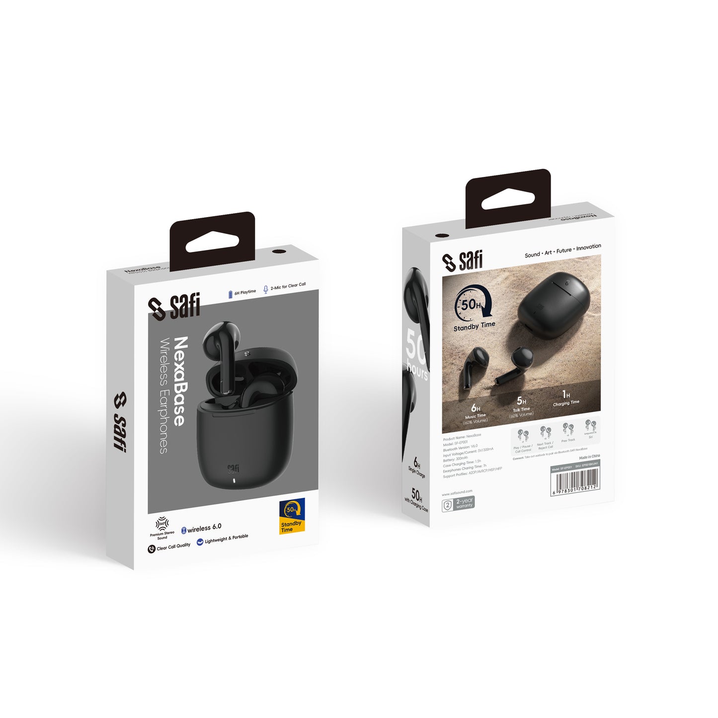 SAFI NexaBase Bluetooth 6.0 Semi-in-ear TWS Earphones Black