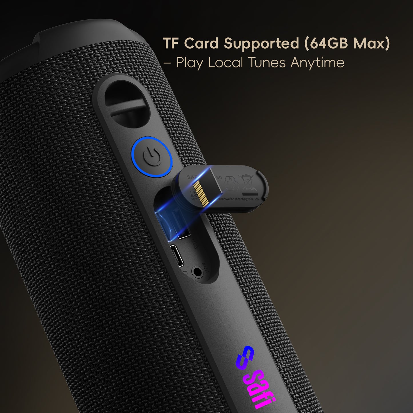 SAFI Sonik 30 30W Protable Bluetooth Speaker with RGB Light Black (TF-Card Supported)