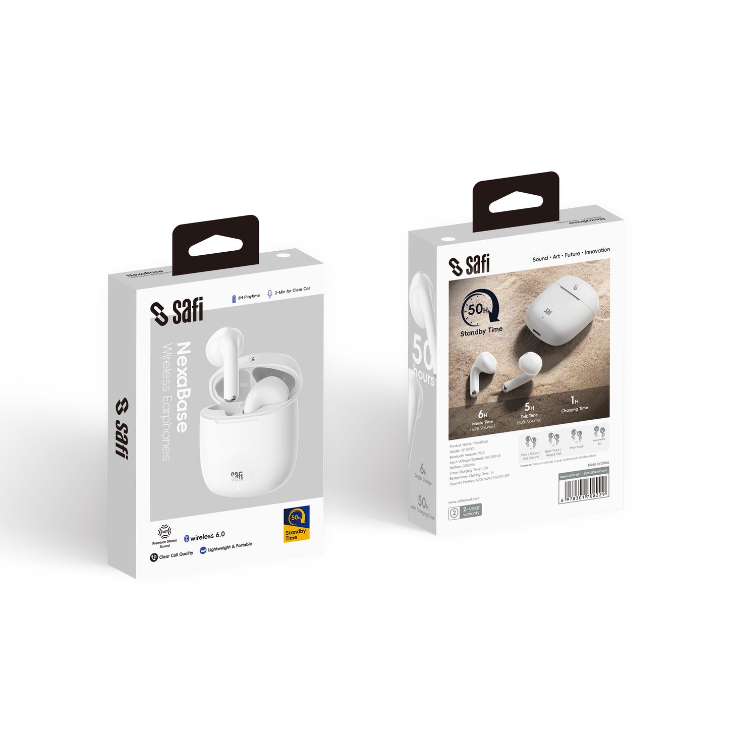 SAFI NexaBase Bluetooth 6.0 Semi-in-ear TWS Earphones Black
