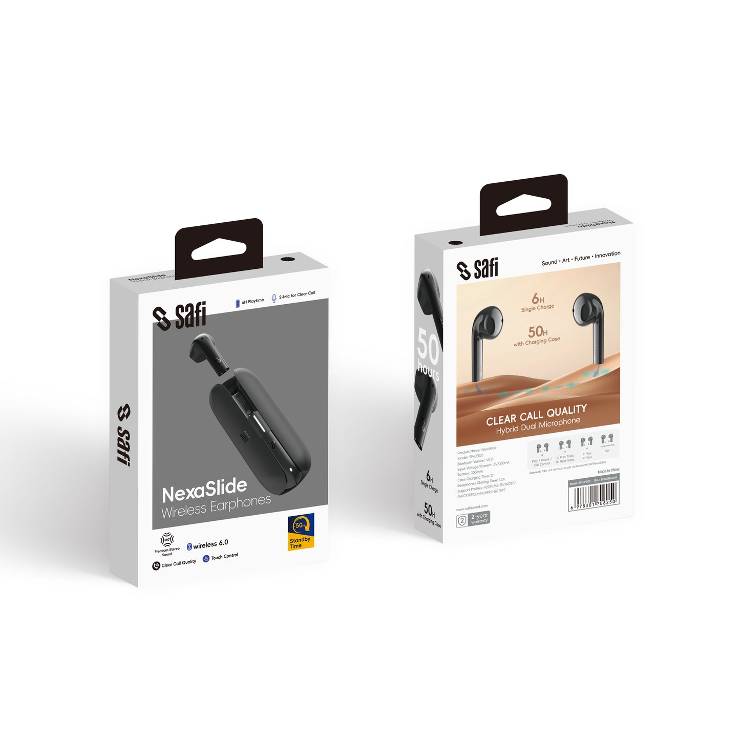 SAFI NexaSlide Bluetooth 6.0 Sliding Semi-in-ear TWS Earphones