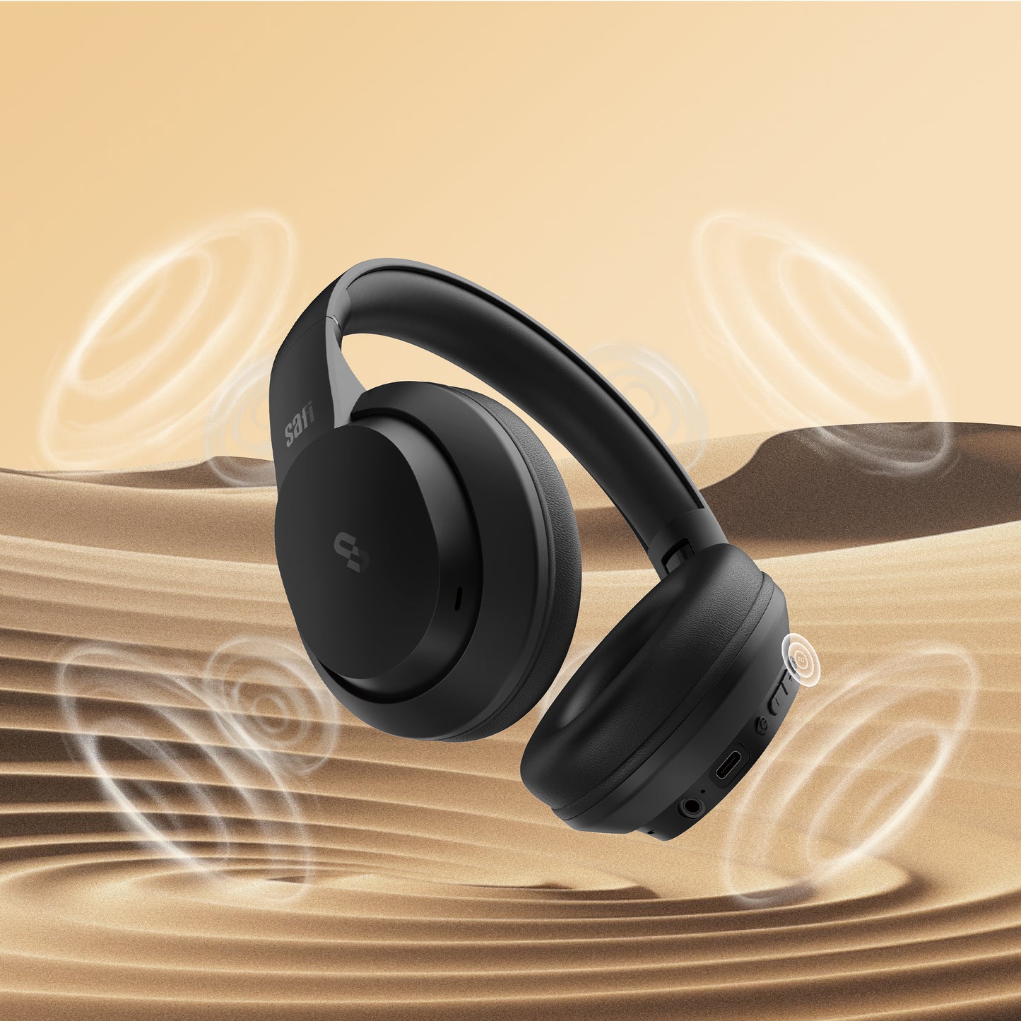 SAFI AuraBase Foldable Over-Ear Wireless Headphones with Adjustable EQ