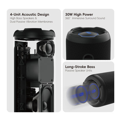 SAFI Sonik 30 30W Protable Bluetooth Speaker with RGB Light Black (TF-Card Supported)