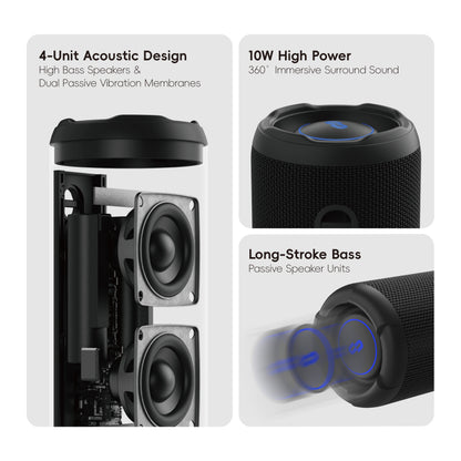 SAFI Sonik 10 10W Protable Bluetooth Speaker with RGB Light Black (TF-Card Supported)