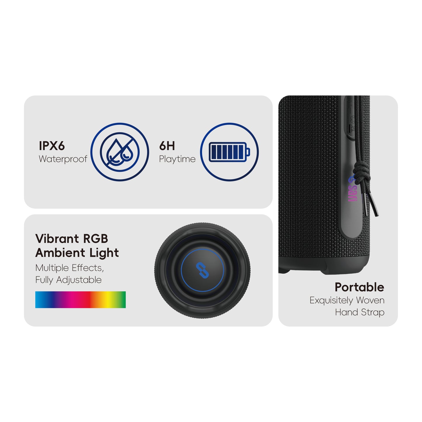 SAFI Sonik 30 30W Protable Bluetooth Speaker with RGB Light Black (TF-Card Supported)