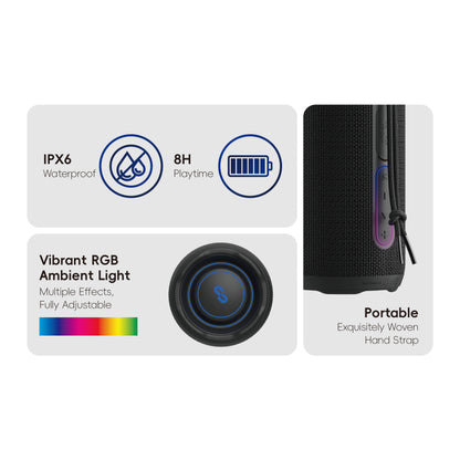 SAFI Sonik 10 10W Protable Bluetooth Speaker with RGB Light Black (TF-Card Supported)